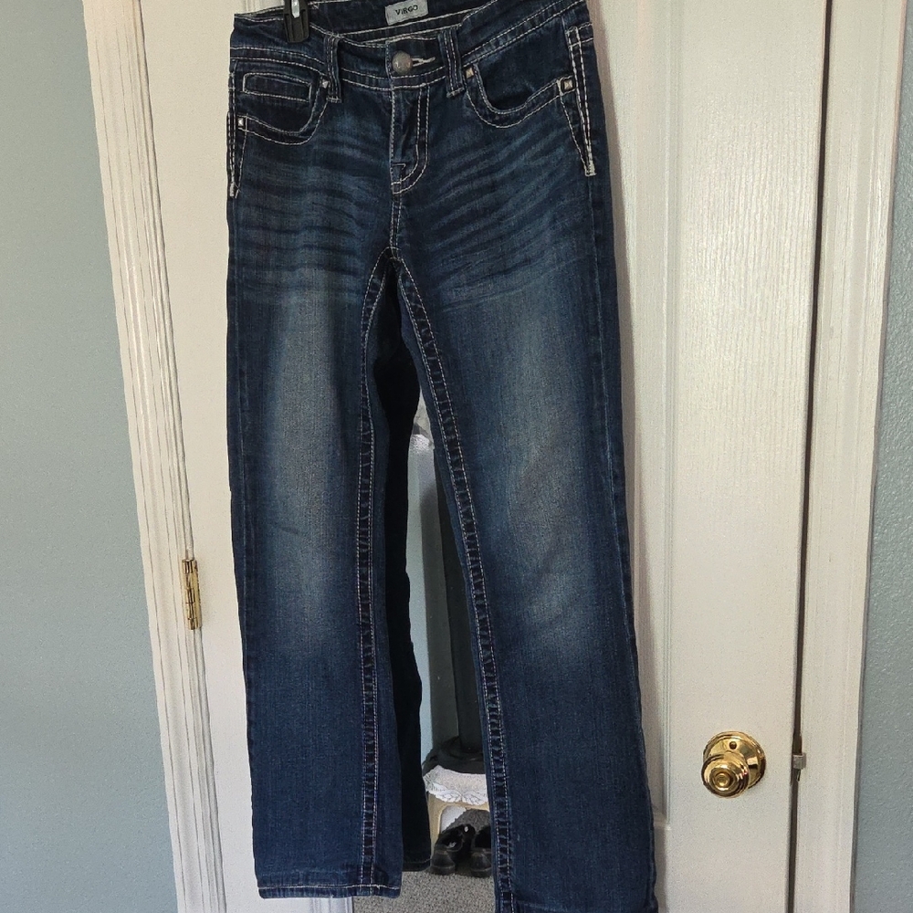 Virgo Dark Blue Straight Leg Jeans